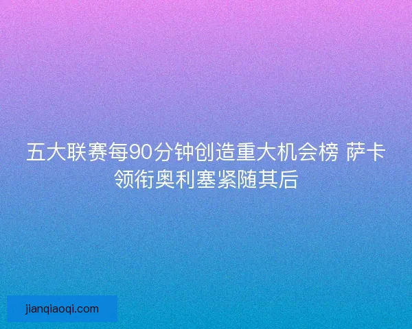 五大联赛每90分钟创造重大机会榜 萨卡领衔奥利塞紧随其后
